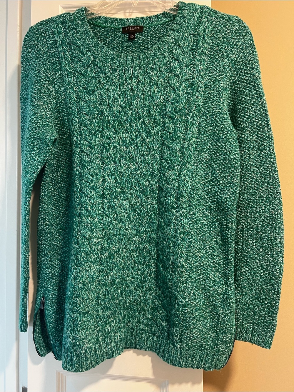 Talbots Teal Cable-Knit Pullover Sweater